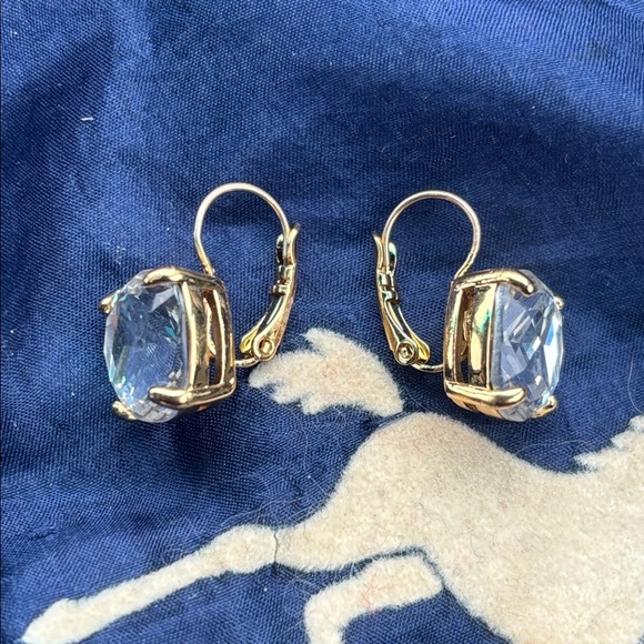 Kate Spade Gold Tone Square Cushion-Cut Crystal Drop Earrings Lever-back Closure - Picture 8 of 16